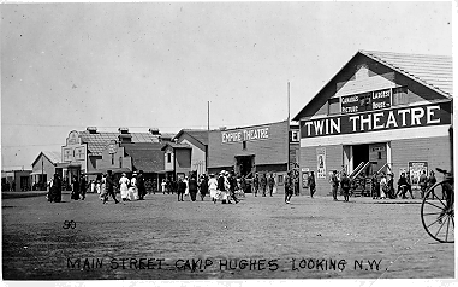 A view of the six movie theatres in the  central camp area, 1916. 